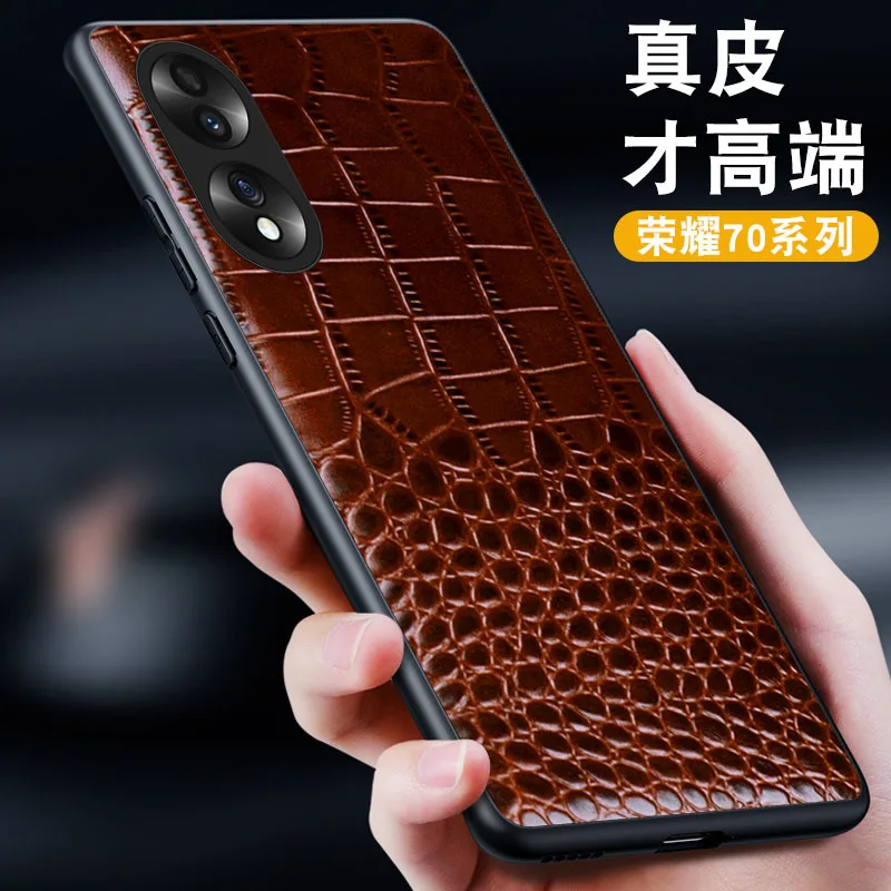 

Hot Luxury Genuine Leather Wallet Business Phone Case For Honor 70 Honor70 Pro Cover Credit Card Money Slot Cover Holster