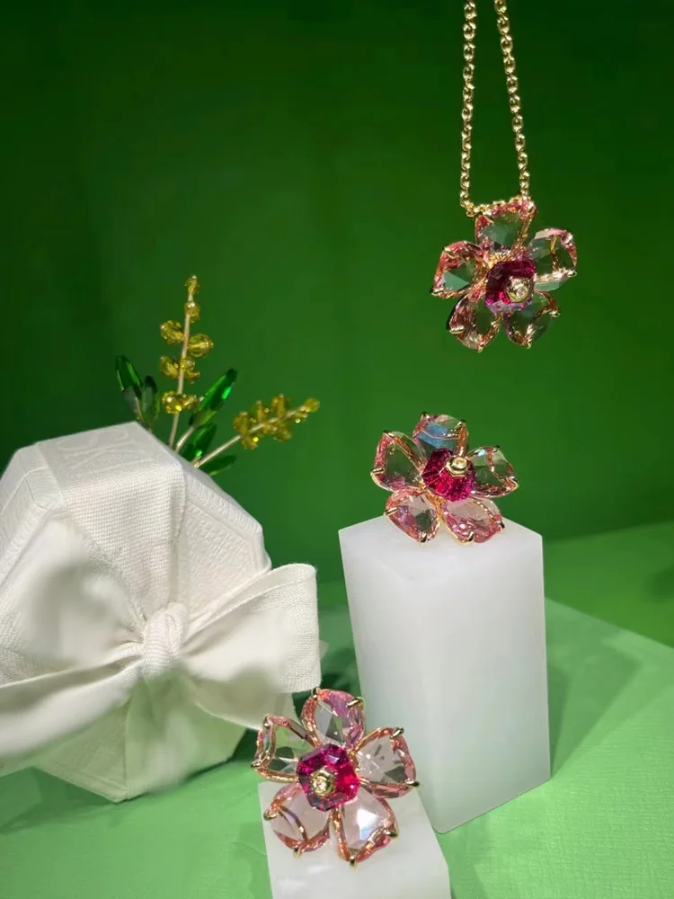Новинка 2024 модные оригинальные комплекты ювелирных изделий с розовыми