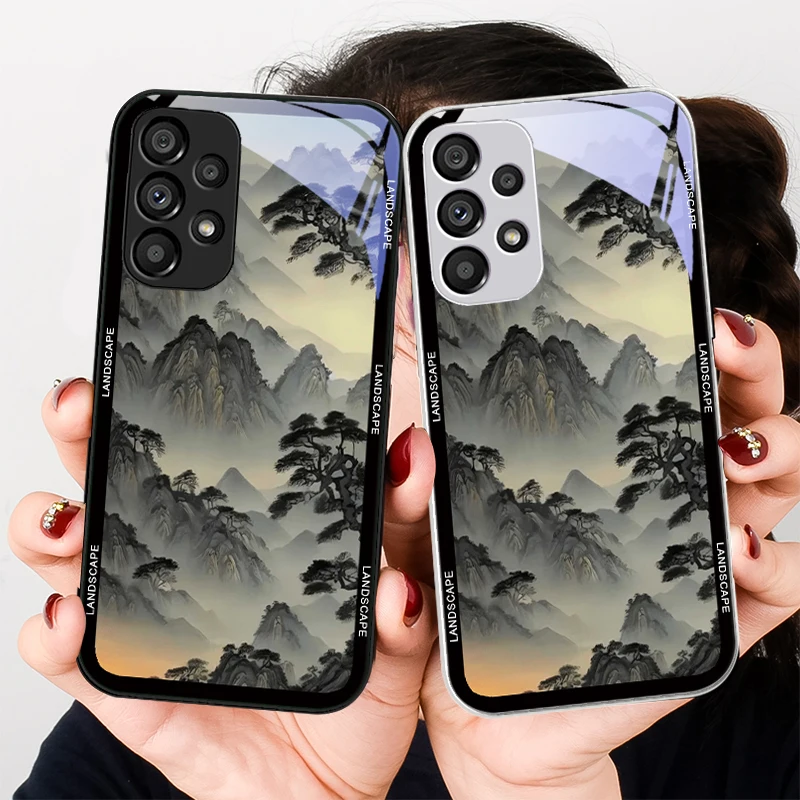 Чехол из закаленного стекла для телефона Samsung Galaxy S24 Plus S20 21 FE S23 Ultra S8 9 A70 72 73 50 51 52 53