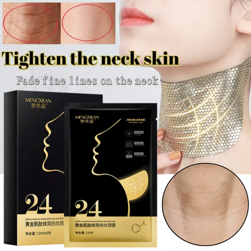 

1 Box of 5 Pieces Collagen Tightening Neck Mask To Reduce Neck Fine Lines Anti-aging Tightening Neck Mask Neck Cream