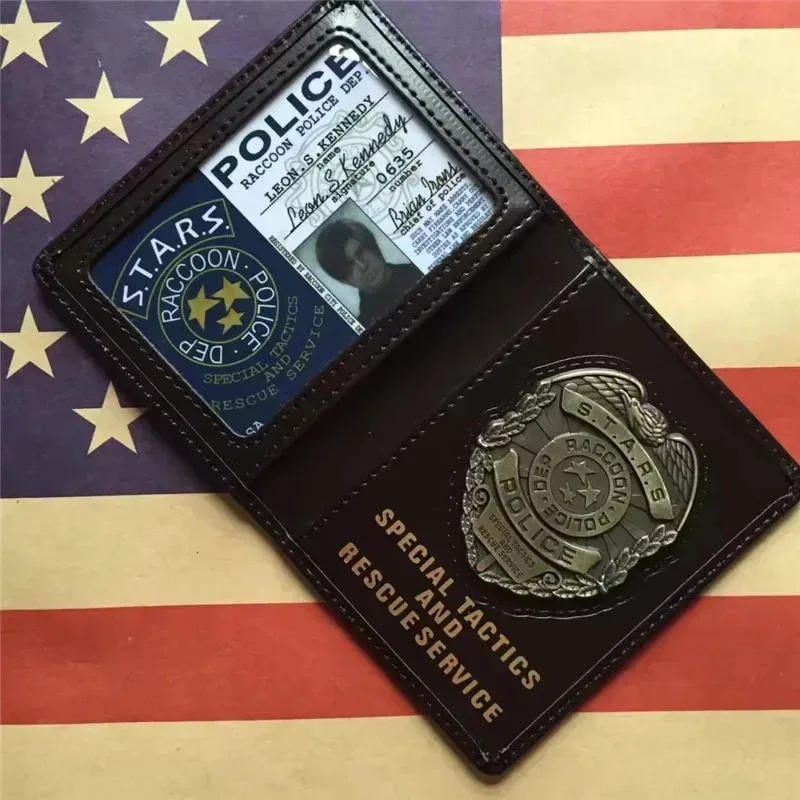 Фото Biohazard STARS RACCOON Police DEP Badge Leon Chris Jill Wesker Черный чехол из искусственной кожи Сертификат Кошелек Держатель для удостоверений личности5;c, 6's №1