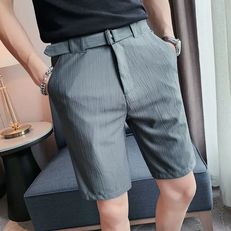 

2023 Summer Shorts Men Korean Fashion Bottoms Casual Pants Knee Length Streetwear Slacks Cool Fashion Shorts Breathable A45