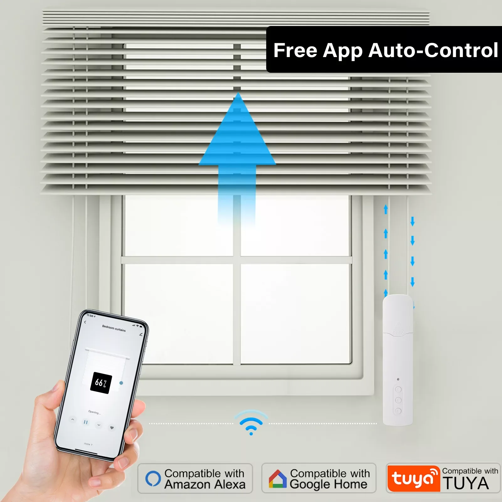 

TuyaWiFi TM616EGWT Smart Pull Bead Curtain Motor Remote Controller Smart Home Curtain Motors APP/Voice Control Alexa Home