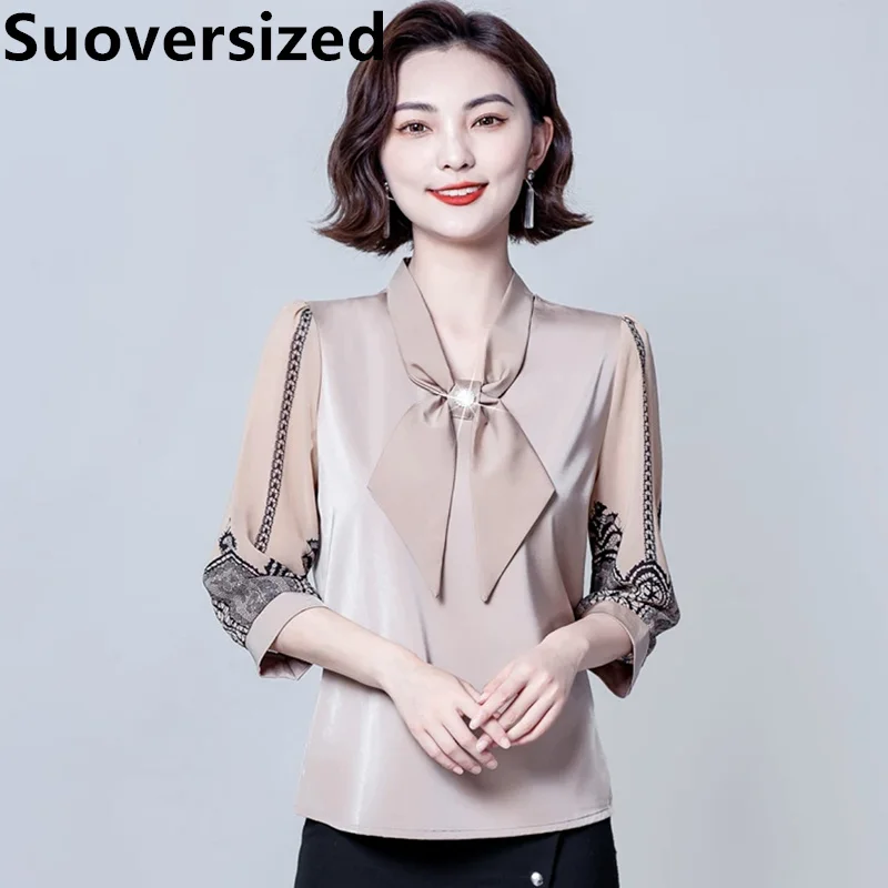 

Женская шифоновая блузка с рукавом 3/4 и принтом, размеры до 5xl