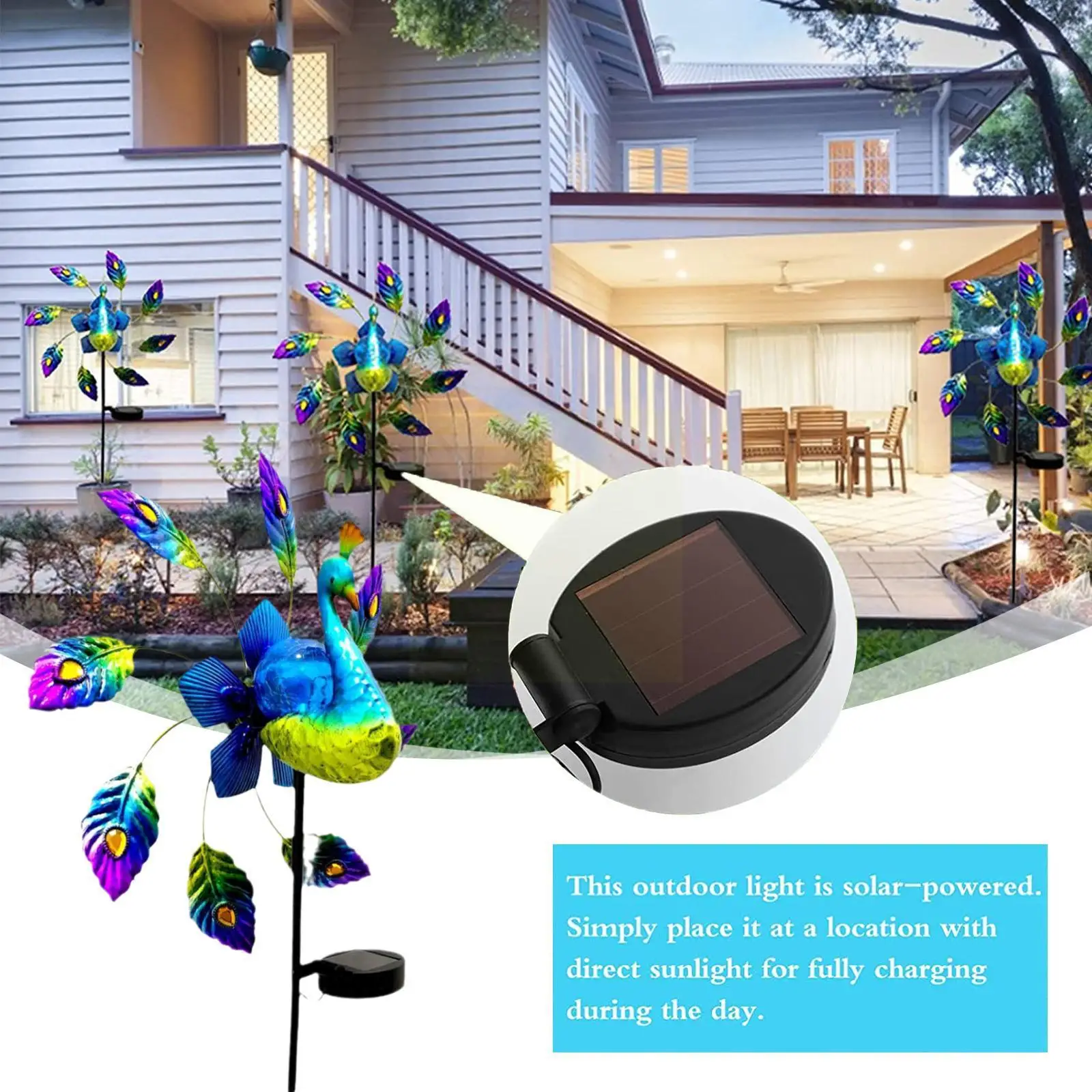 

Solar Painted Peacock Garden Lights Metal Peacock Windmill Yard Stakes Outdoor Wind Spinners For Garden Yard Patio Lawn Dec G7O8