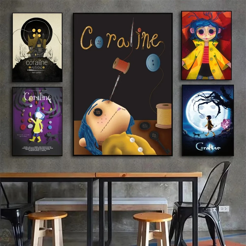 C-Coraline Аниме Фильм Постер Необычная Наклейка На Стену Винтажное Декоративное