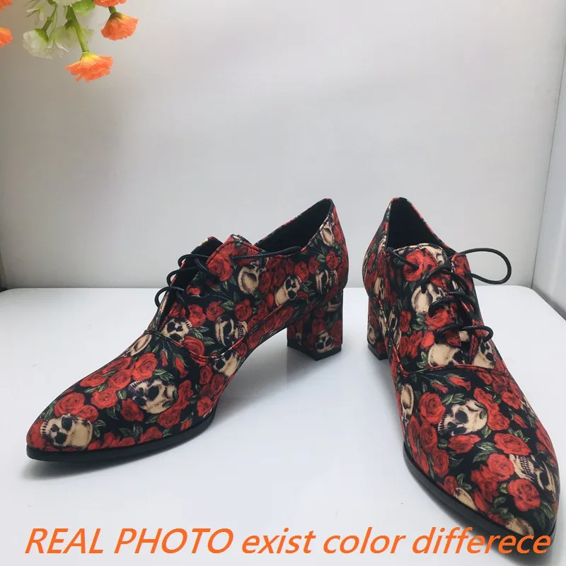 SIMLOVEYO/женские туфли-лодочки с острым носком на блочном каблуке 6 см со шнуровкой 47