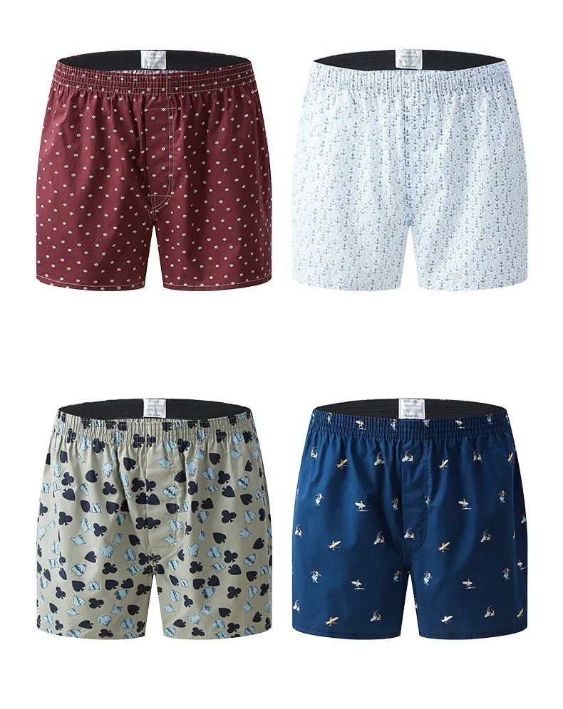 3Pcs/Lot Classic Print Men's Boxers Cotton Mens Underwear Trunks Woven Homme Arrow Panties Boxer Plus Size