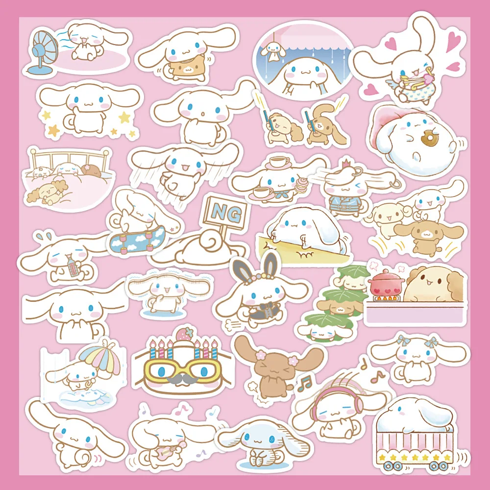 

60pcs Sanrio Cute Cinnamoroll Stickers Mobile Phone Water Cup Hand Account Suitcase Children's Classic Toy Graffiti Stickers
