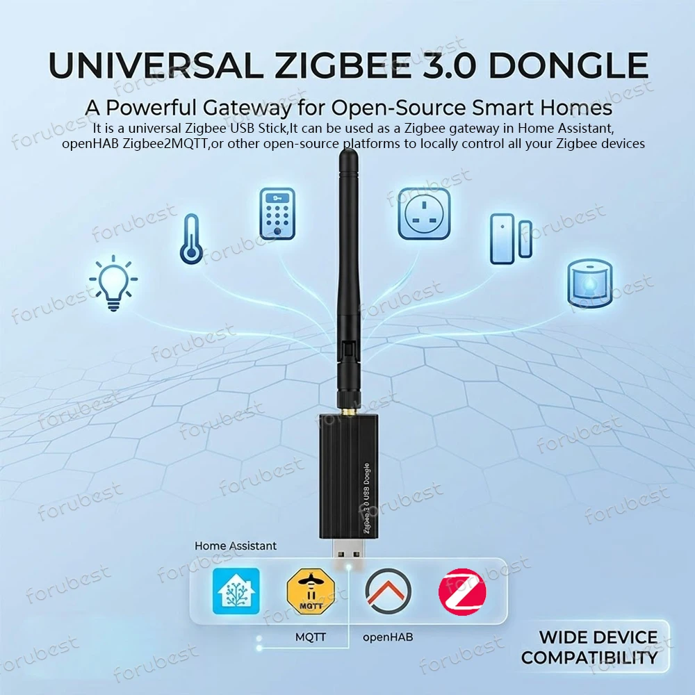 Фото Универсальный USB-адаптер Zigbee 3.0, шлюз Zigbee с открытым исходным кодом, беспроводной хаб с поддержкой Home Assistant, Zigbee2MQTT, серии Zigbee №1