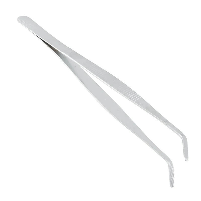 

3x20 см Наклонный металлический Изогнутый пинцет серебристого цвета