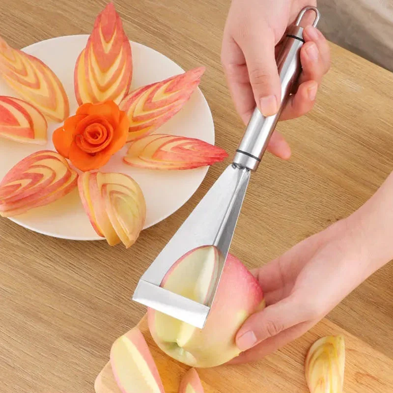 

Stainless Steel Triangle Fruit Carving Knife Fruit Platter Artifact Triangle Vegetable Knife Non-slip Carving Blade Kitchen Tool