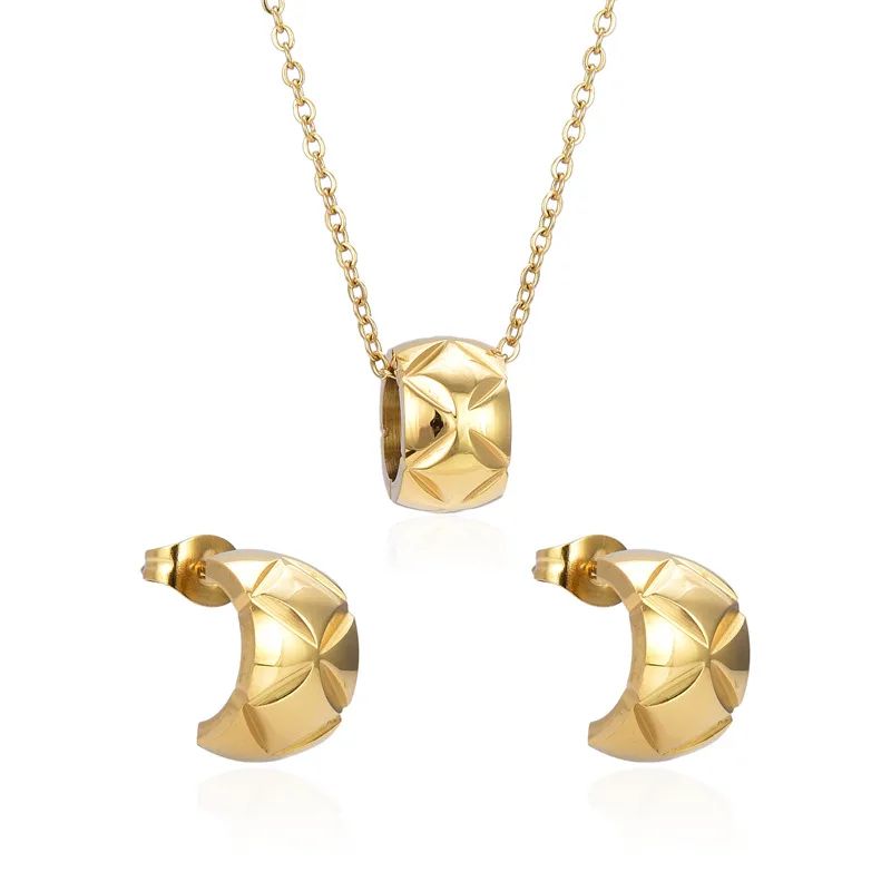 

G&D Luxury Minimalism INS Necklace Rose Gold Color Titanium Steel Versatile Earrings Set For Women Jewelry Gift 2022 New Trend