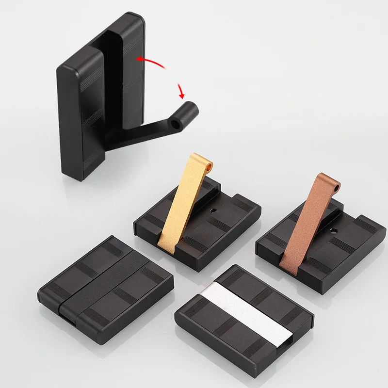 Aluminum Home Decor Nailless Folding Coat Hook Hallway Bedroom Door Hat Clothes Rack Hanger Kitchen Toilet Wall Brack Hooks