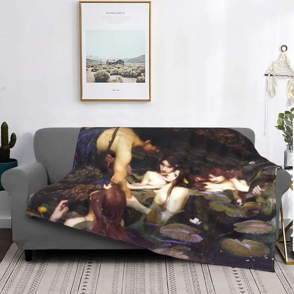 Ультра-мягкое Флисовое одеяло Hylas And The nymphi By J W Waterhouse