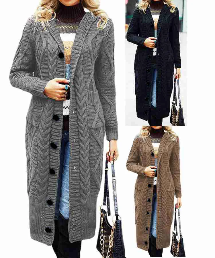

2023 Autumn/Winter New Women's Wool Solid Color Cardigan Loose Extended Coat