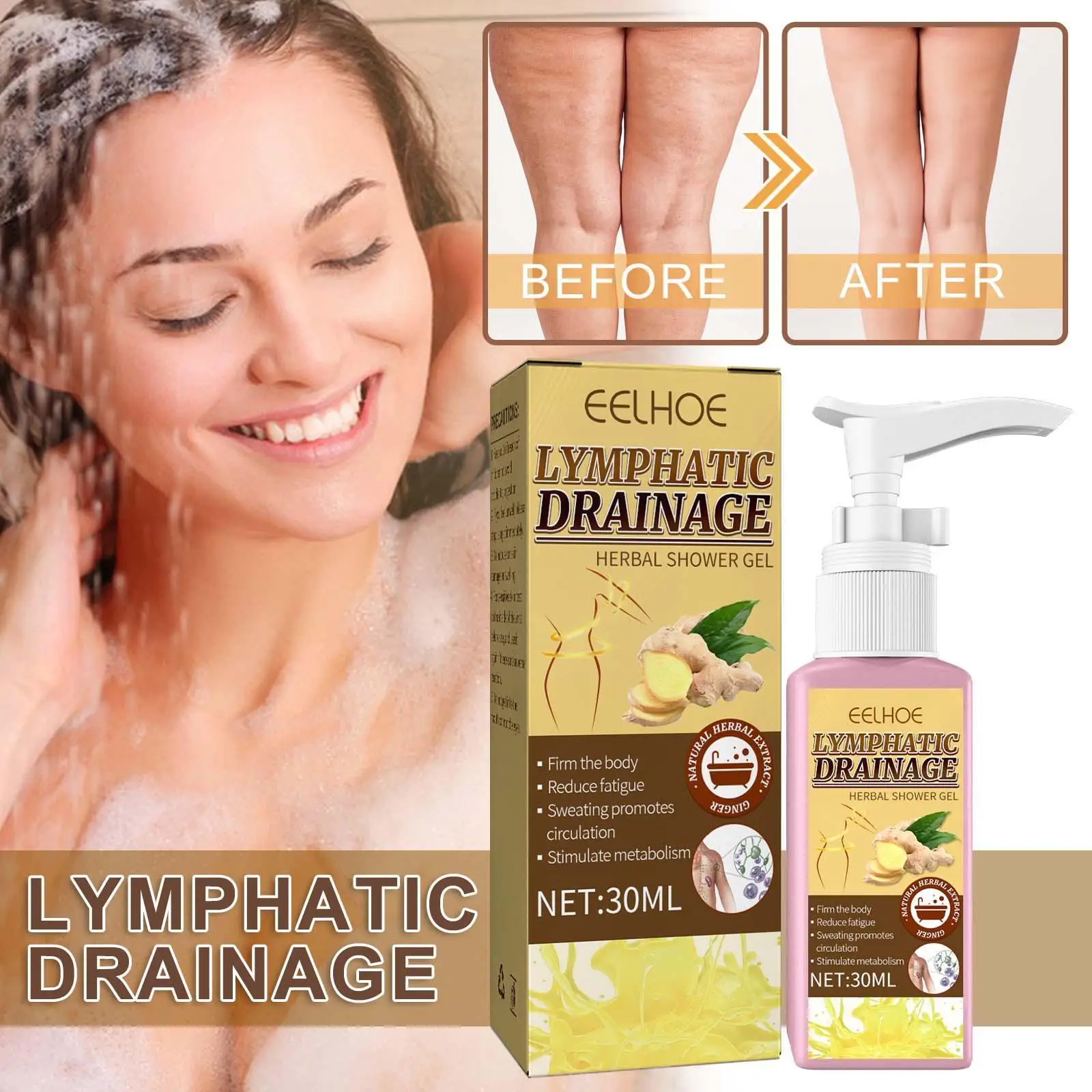 

Lymphatic Drainage Therapy Essential Oil Promote Metabolism Firming Ginger Slimming Massage Essential Sculpting Oil Shaping U4Y2