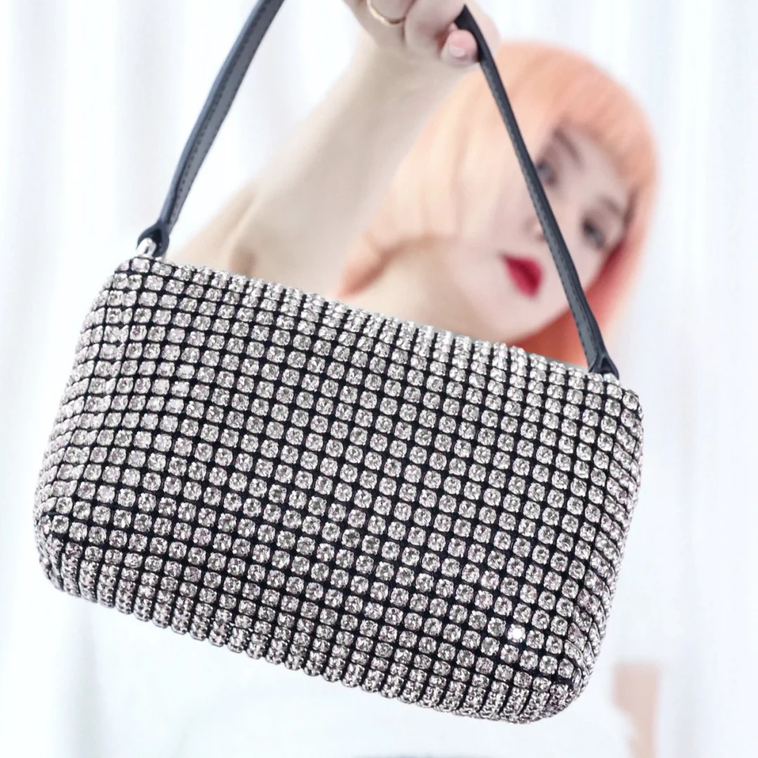 

Summer New Luxury Cross-body Bag Set Diamond Shoulder Bag For Women Leisure Bag Wide Shoulder Strap Fashion Bag