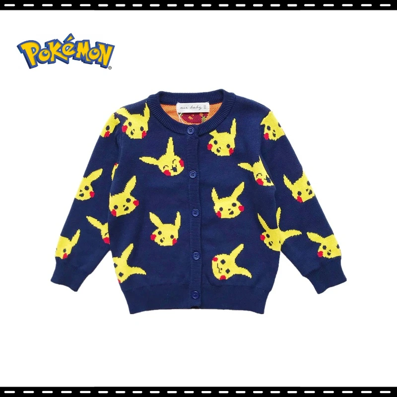 

Anime Peripherals Pokemon Pikachu Spring and Autumn Boys and Girls Cute Knitwear Sweaters Cotton Clothes Gifts for Children