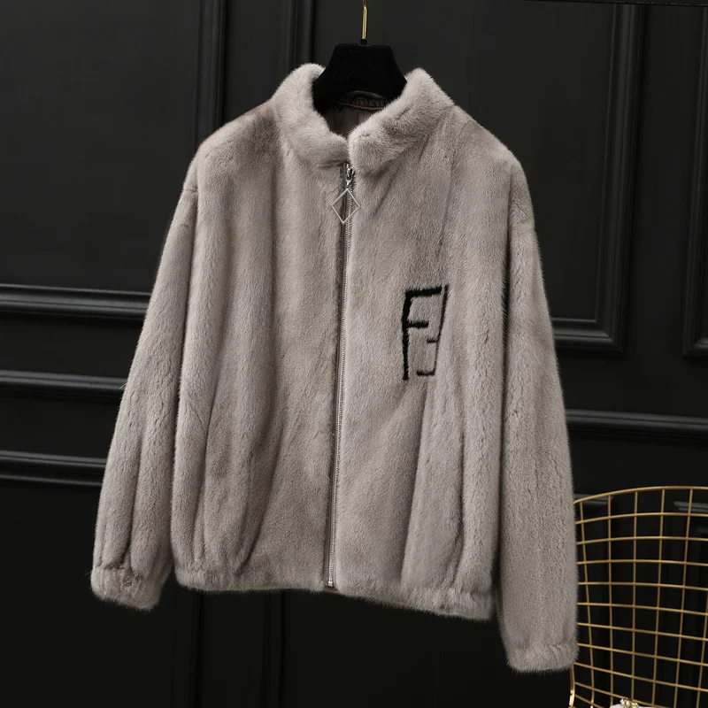 

fur Mink whole short 2023 women's clothing outerwear jacket s winter coat new stand collar zipper young