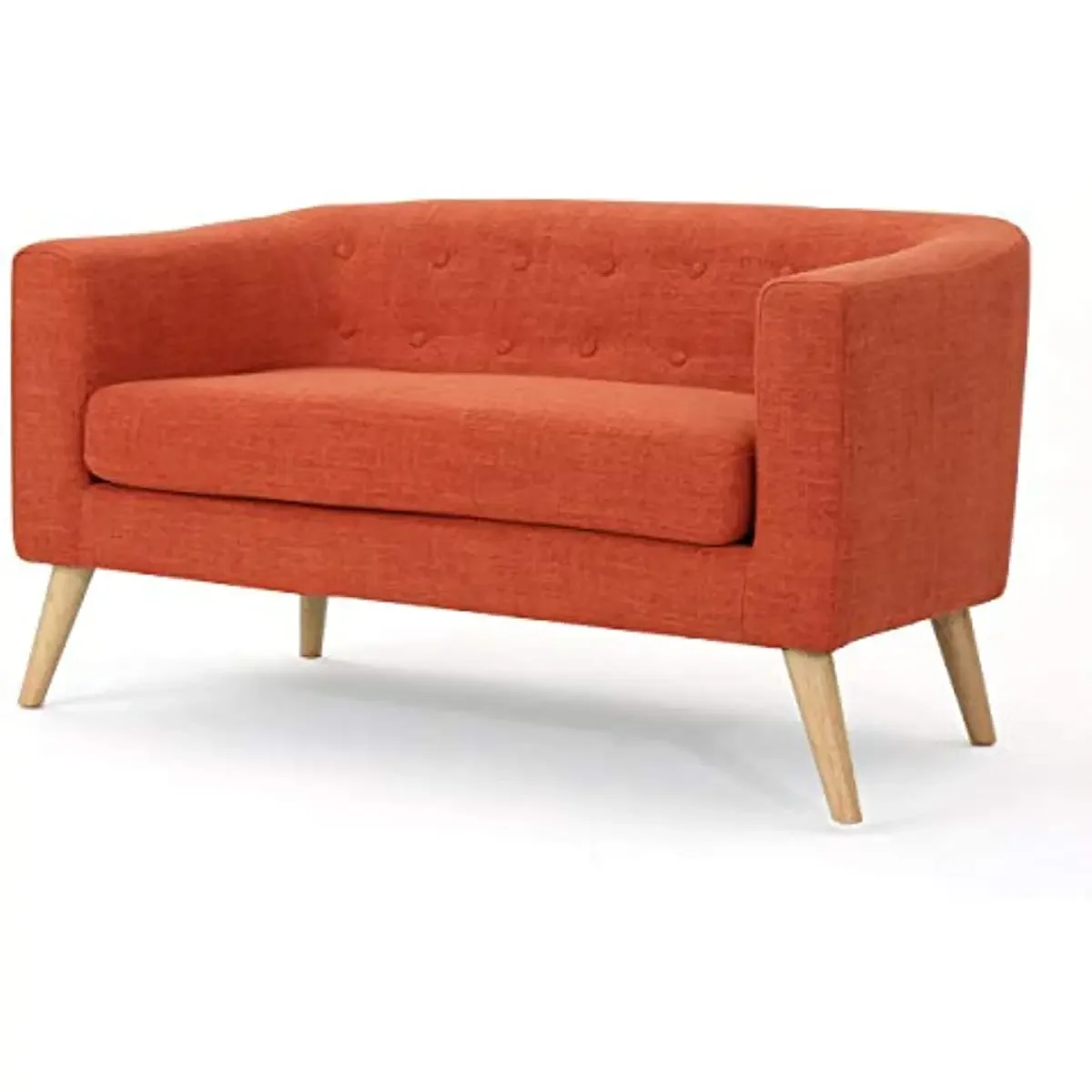 

Knight Home Bridie Mid-Century Modern Loveseat, Muted Orange Fabric
