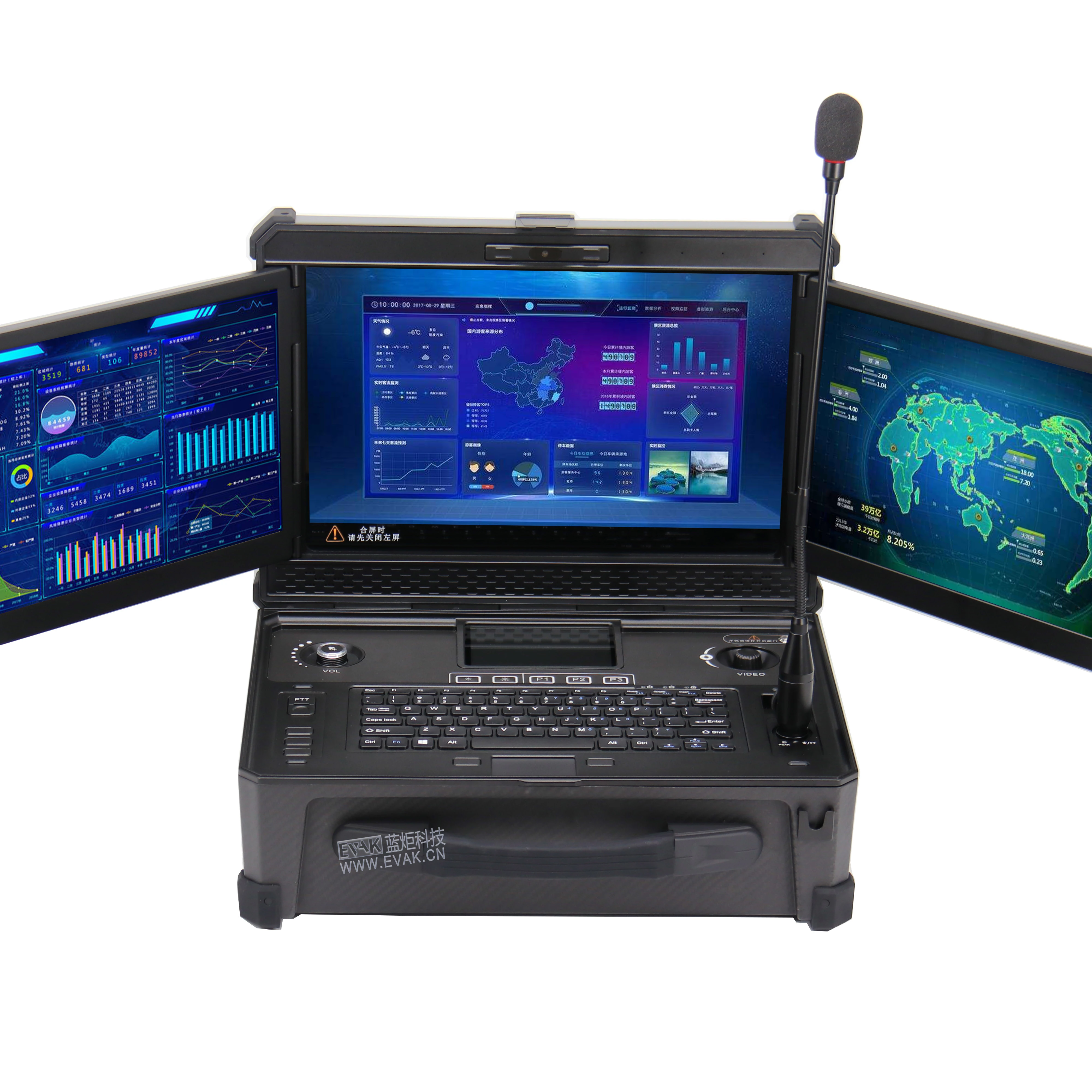 

CRFP Triple LCD waterproof Portable Emergency Command Computer