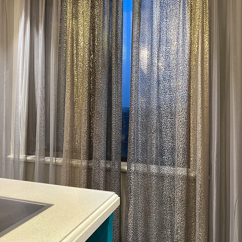 

Light luxury modern American gradient window screen curtains bedroom balcony living room partition screen metal Nordic yarn rhj