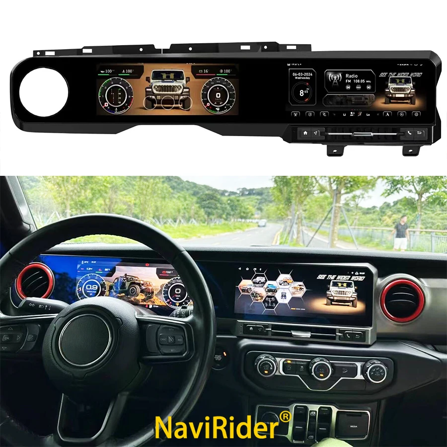 Автомобильный мультимедийный плеер экран 12 3 дюйма + Android для Jeep Wrangler 2018-2022 Carplay