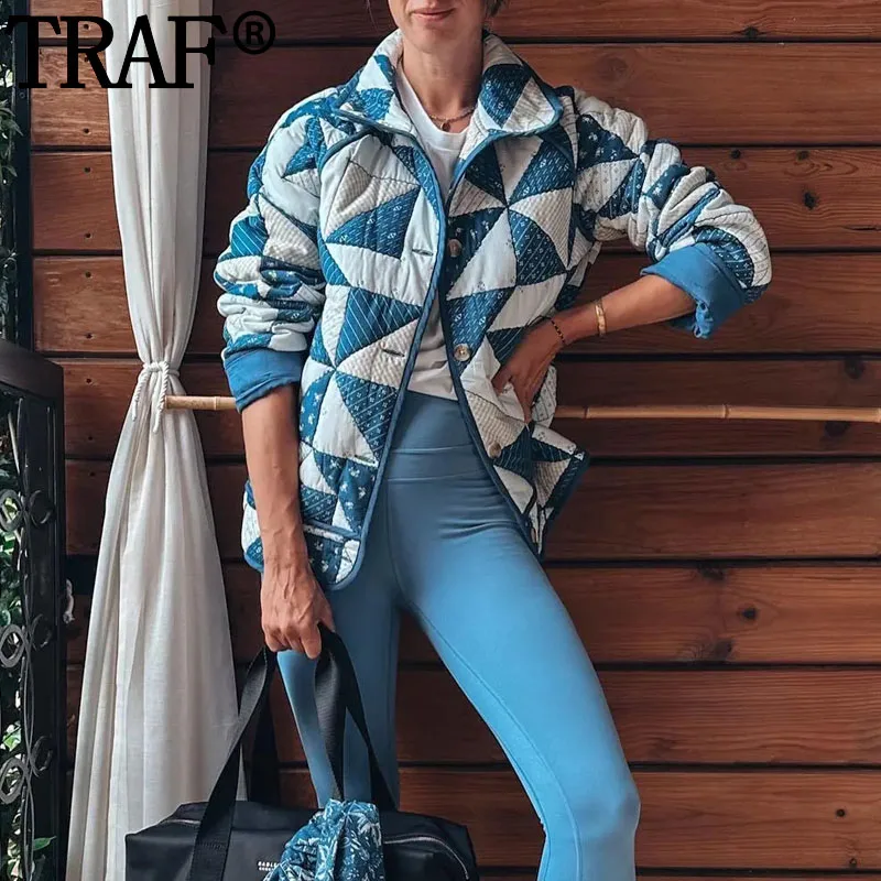 

Женская Стеганая куртка с длинным рукавом, с принтом