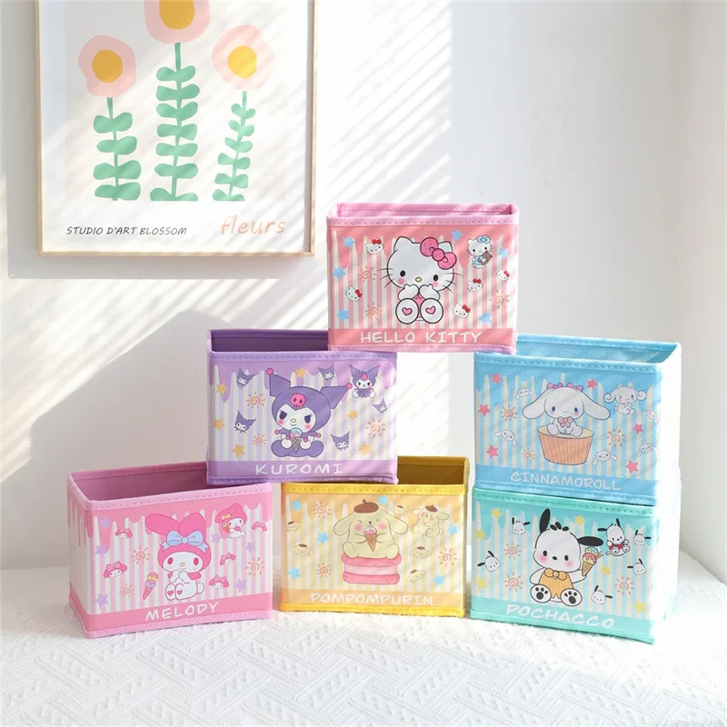 

Kawaii Sanrio Kuromi Cinnamoroll My Melody Storage Box Sundries Tidy Cosmetic Storage Desktop Portable Household Birthday Gift