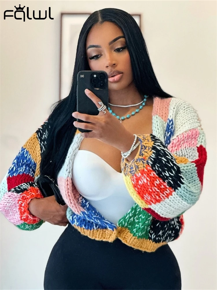 Женский трикотажный кардиган с V-образным вырезом и длинными рукавами-фонариками