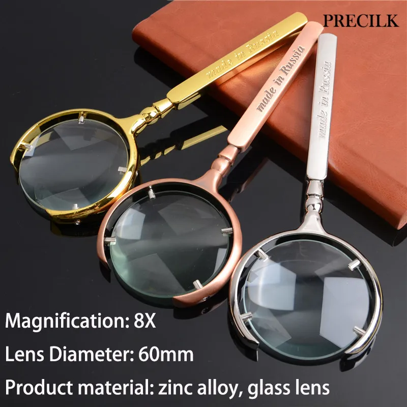 

8X Metal Open Crescent Frameless Lens Handheld Magnifier Loupe Magnifying Glasses Reading Phone Screen Jewelry Appraisal