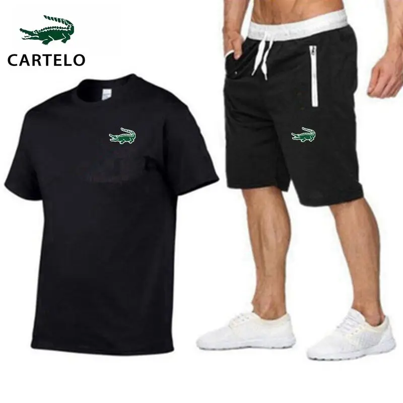 

CARTELO 2023 Men's Luxury Brand Summer New Fashion Casual Cotton Short Sleeve T-shirt+Shorts Set Men's Sports Jogging Pants