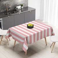 ins table cloth pink and white stripes dinning birthday party decoration rectangular desk mat dining restaurant living room sets