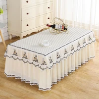 rectangle lace tablecloth tea table cloth wedding home partty dinner table cover europe tulle floral table skirt