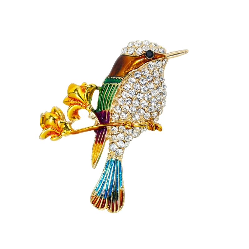 

Creative Rhinestone Enamel Magpie Bird Brooch Beautiful Colorful Animal Pins Cute Personalized Corsage Women Fashion Accessories
