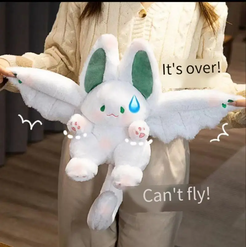 

Плюшевые игрушки в виде белого кролика летучая мышь, новинка, кролик, кавайные плюшевые подушки, игрушка, мягкие набивные животные, подарок для девушки