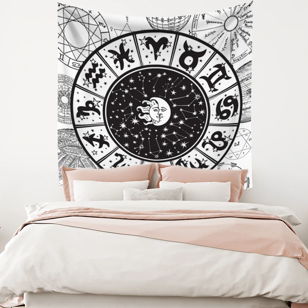 

Witchcraft Tarot Tapestry Trippy Constellation Moon And Sun Wall Hanging Hippie Living Room Dorm Decor Aesthetic Yoga Blanket