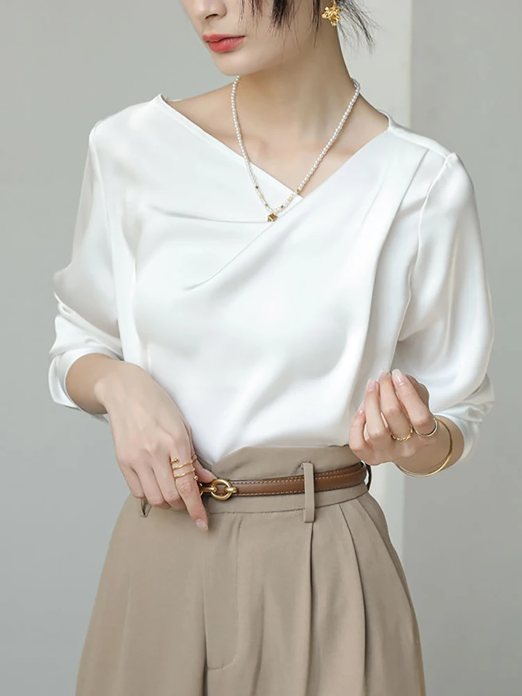 

Блузка женская с длинным рукавом, белая, на осень, 2023