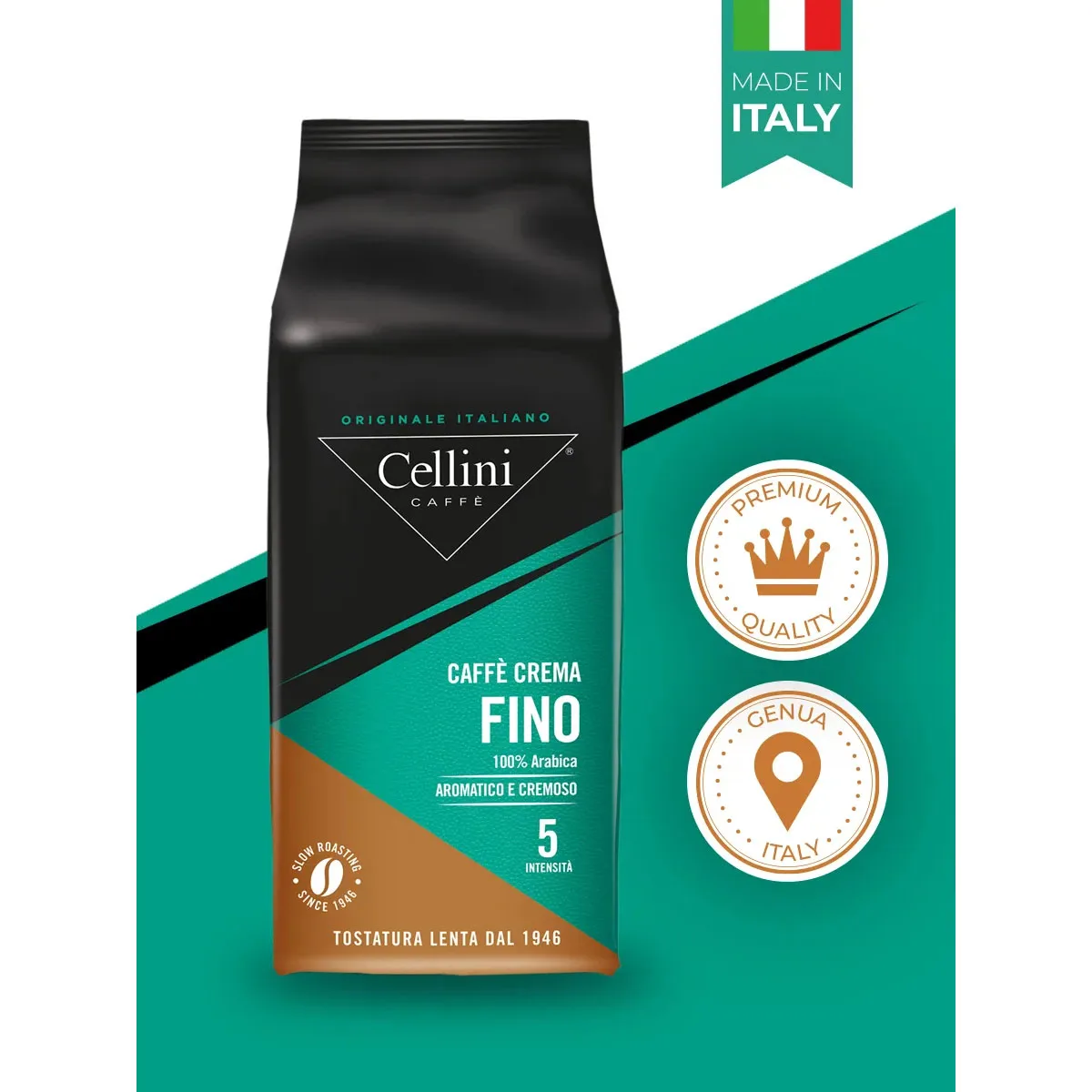 Фото Кофе в зернах CELLINI CAFFE' CREMA FINO, 1000 г №3