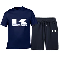 2022 new kawasaki sports suit mens t shirt shorts summer jogging pants streetwear harajuku top short sleeve suit breathable