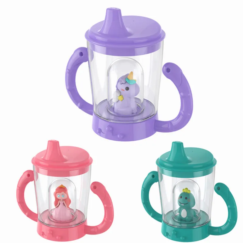 

Baby Cup with Handle Learning Drink Cup Duckbil Leak Proof Cartoon Dinosaur Princess Training Drink Bottle Baby Drink sippy Cup