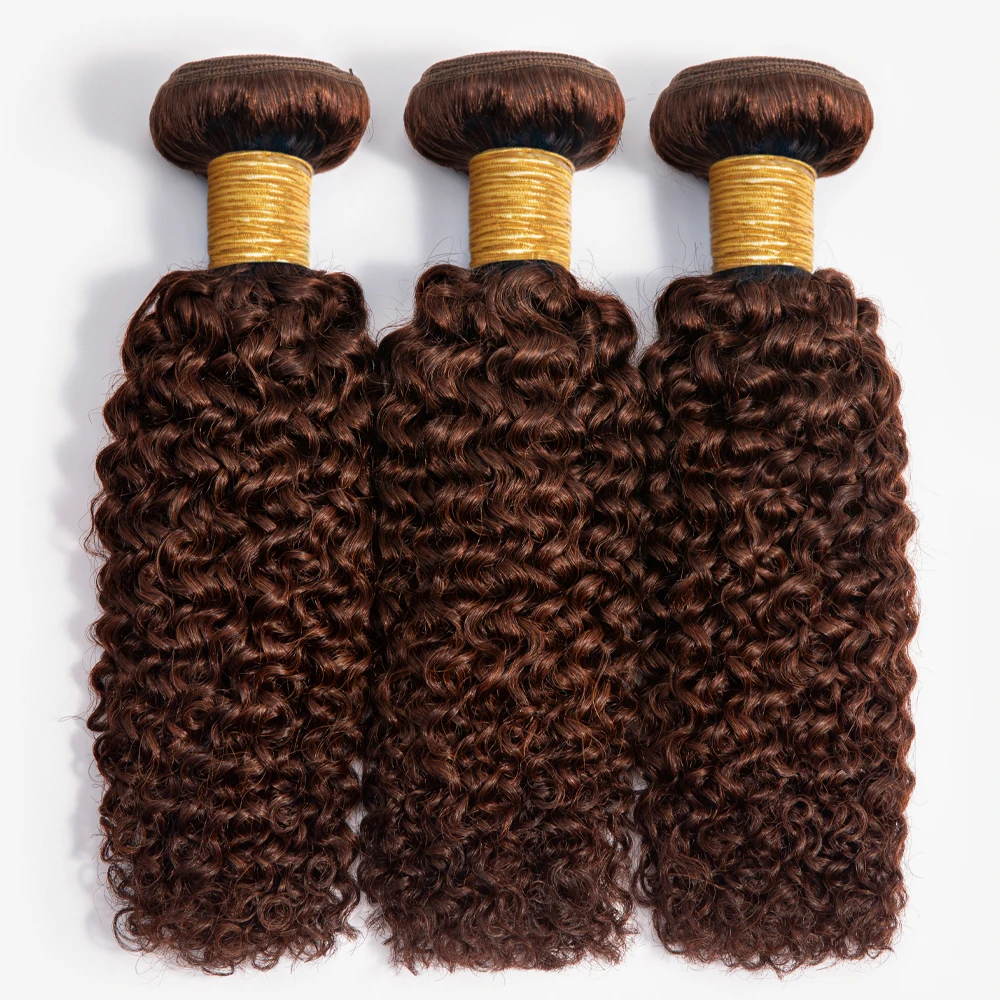 

10A Raw Brazilian Hair Dark Brown Kinky Curly Bundles Short Human Hair Weave Wholesale Hair Colored #4 Virgin Hair Extensions