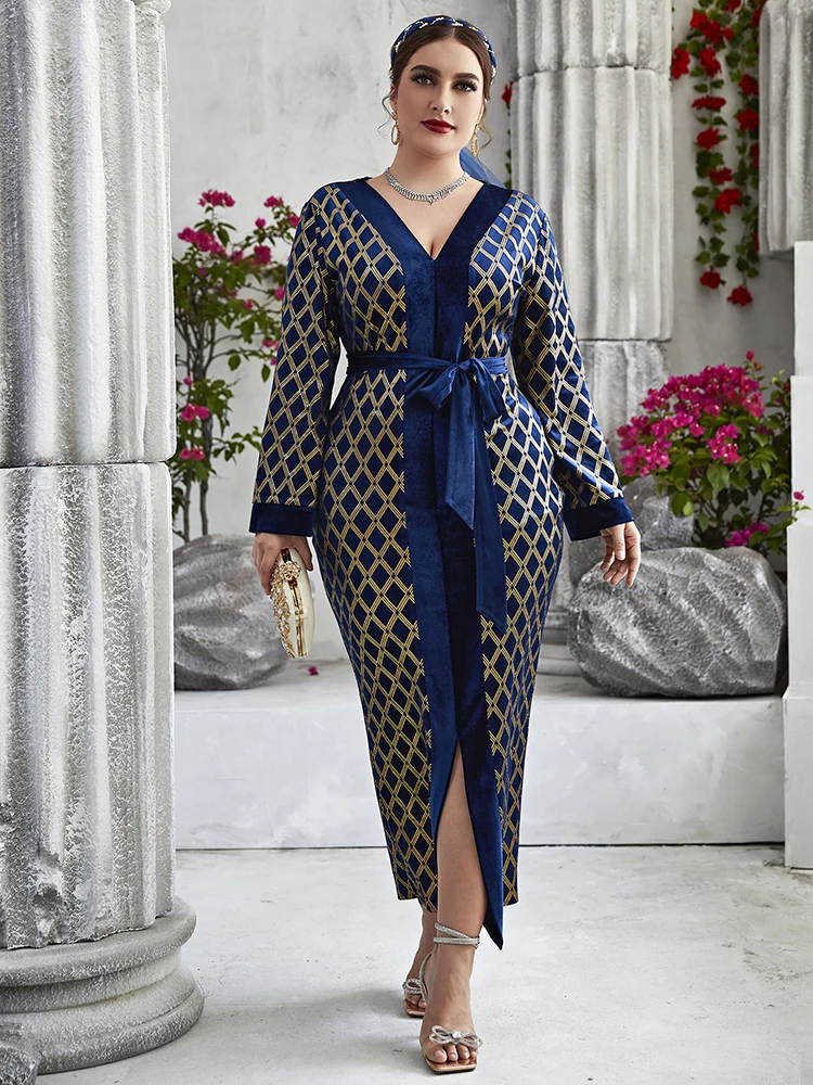 

Maxi Dresses Large 2022 Spring Women Oversized Long Luxury Chic Elegant Evening Party Muslim Festival Clothing L- 4XL