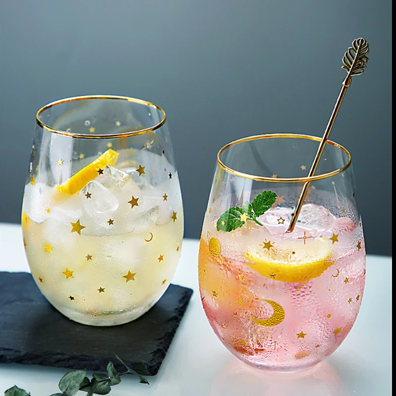 Высокий внешний вид уровень чашка с золотым ободом Вселенная прозрачная