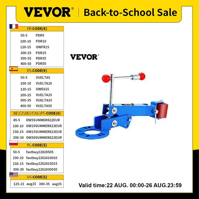 VEVOR 180° Car Fender Roller Reforming Tool with Adapter Plate for Most Vehicles Light Truck with 4 or 5 Lugs Fender Tire Repair