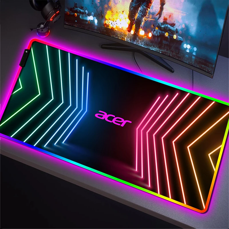 RGB Desk Pad Acer Backlight Mouse Pads Gaming Accessories Mousepad Gamer Keyboard Computer Desks Mats Mat Mause Large Xxl Pc