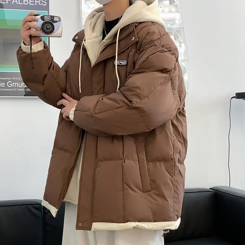 Зимняя куртка мужская теплая модная утепленная уличная корейская свободная