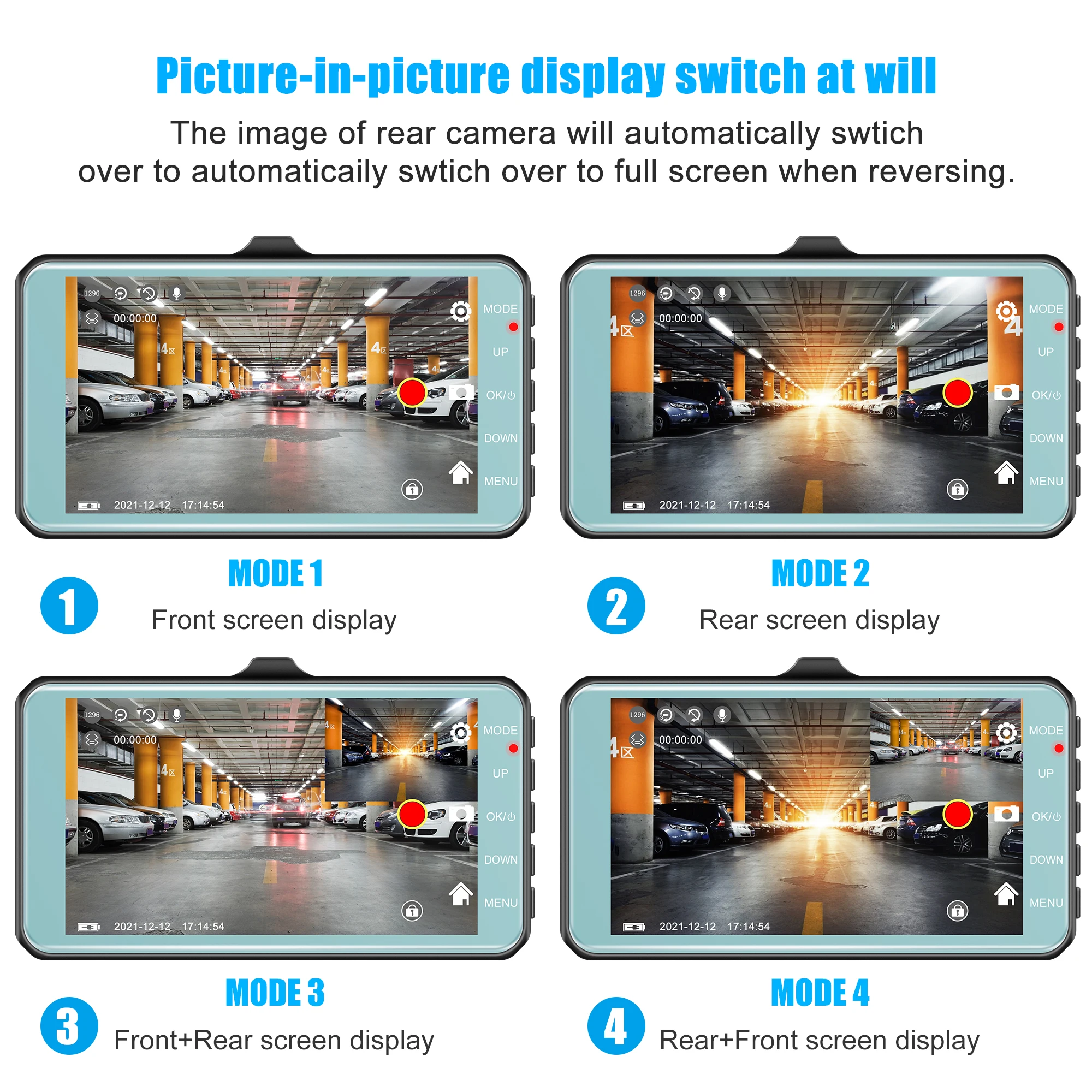 Автомобильный видеорегистратор с сенсорным экраном 24H HD 1296P автомобильная камера