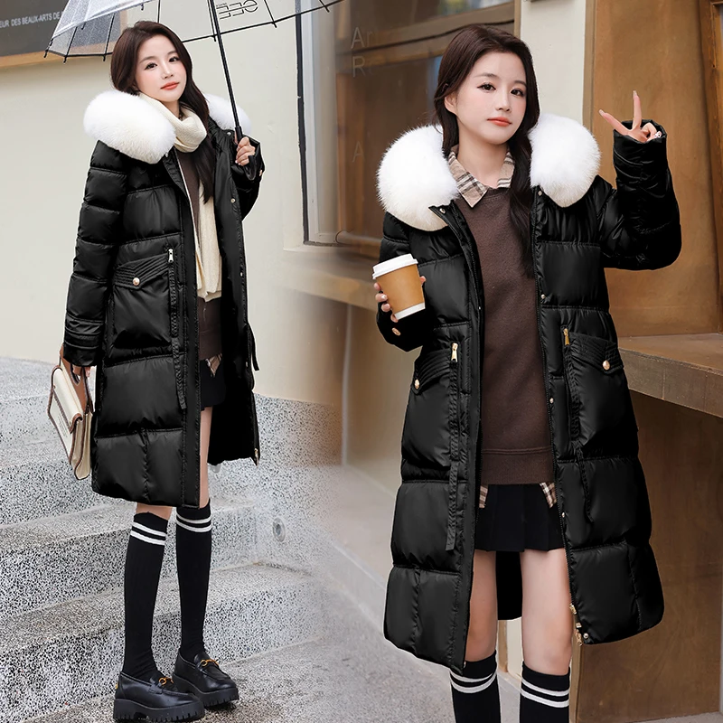 New Parka Coat Women's 2022 Fashion Thicken Winter Hooded Loose Long Puffer Jacket Female Windproof Rainproof Warm Outwear